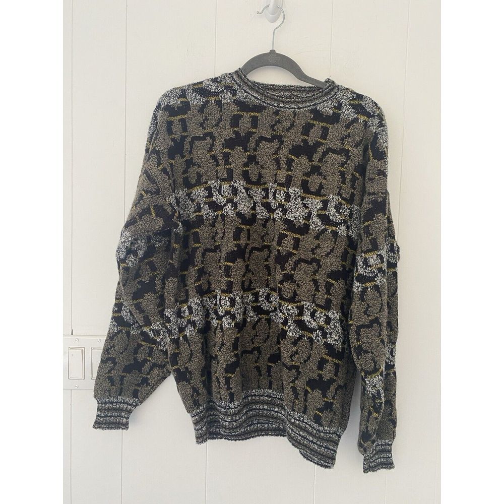 VTG 80's 90's Adam Sloane Sweater Black White And Gray Long Sleeve Size L